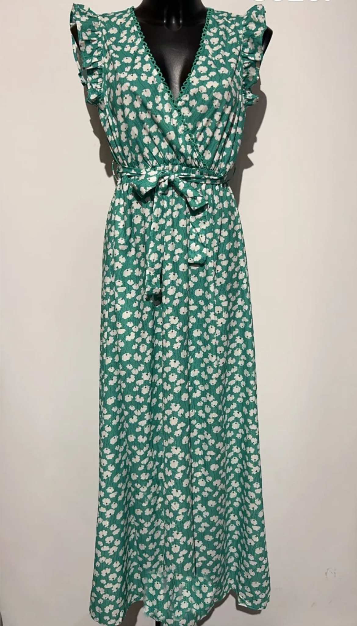 robe fleuri vert blanc
