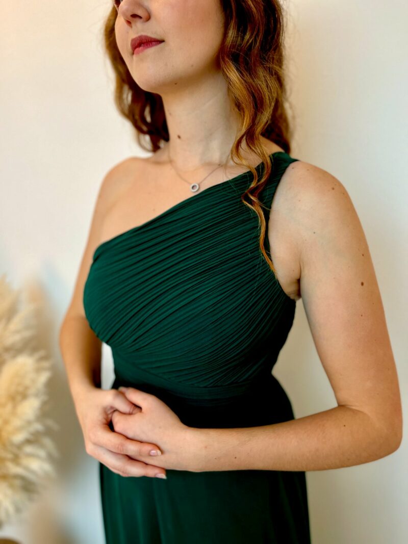 Robe asymétrique vert sapin 2