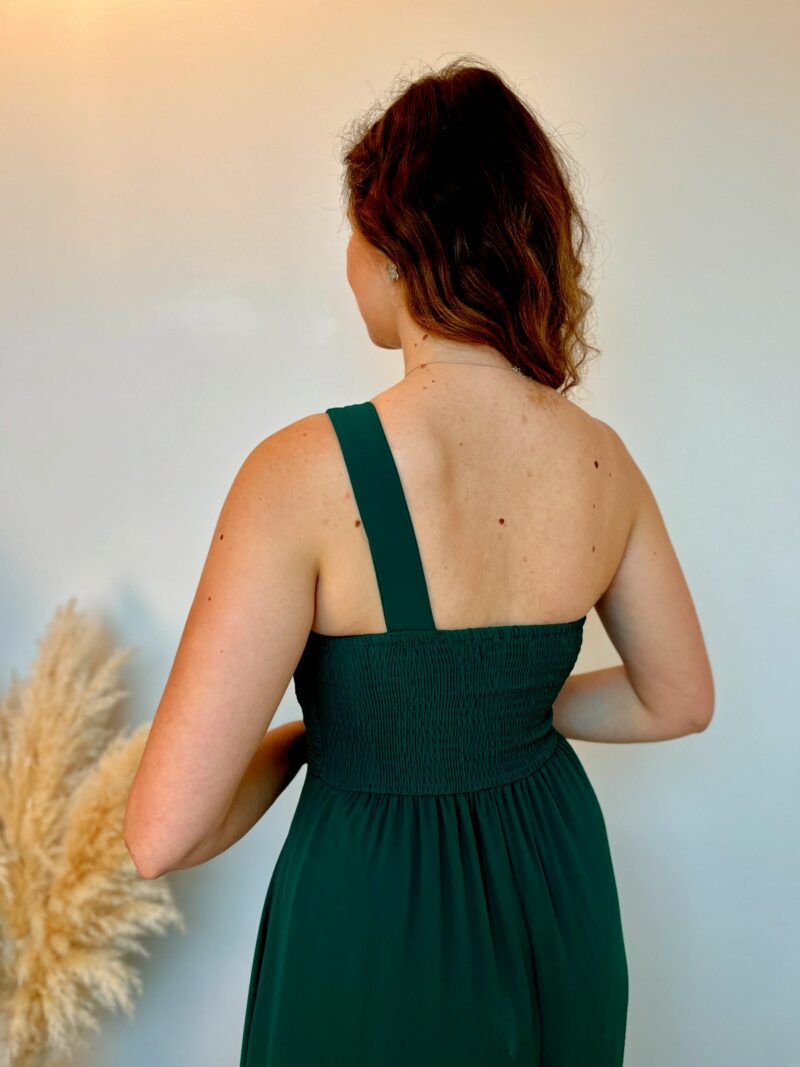 Robe asymétrique vert sapin 3