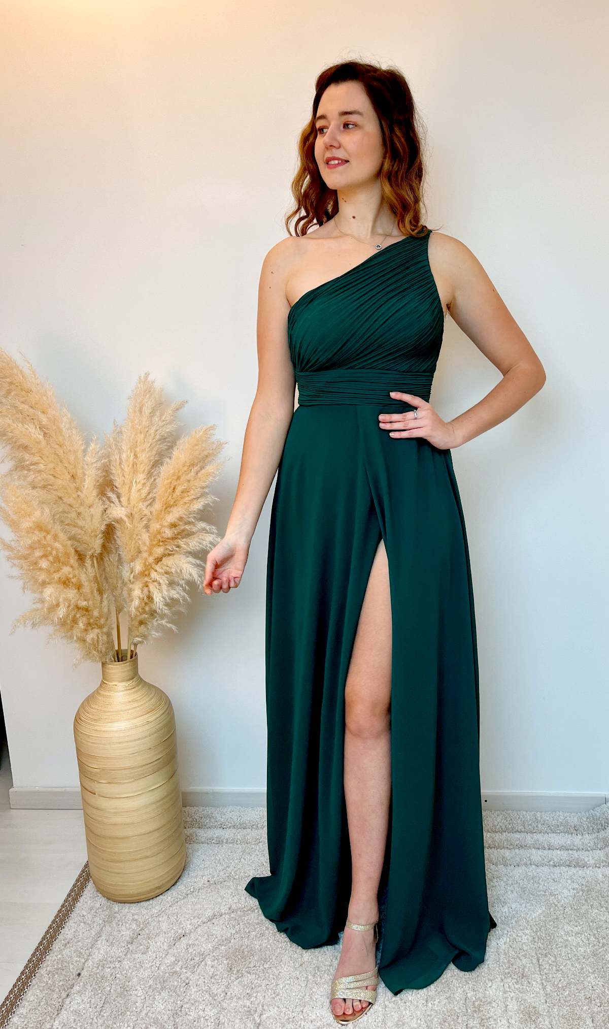 ROBE ASYMETRIQUE VERT SAPIN