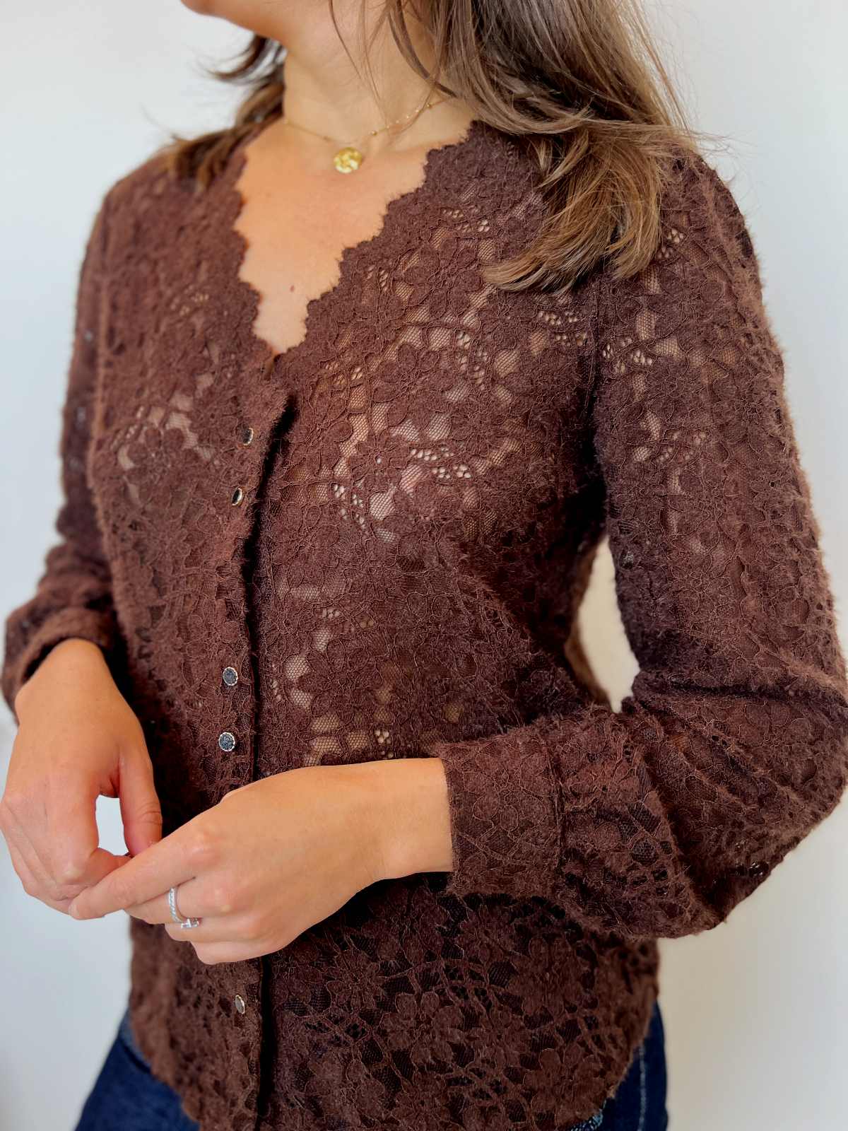 blouse dentelle marron 2