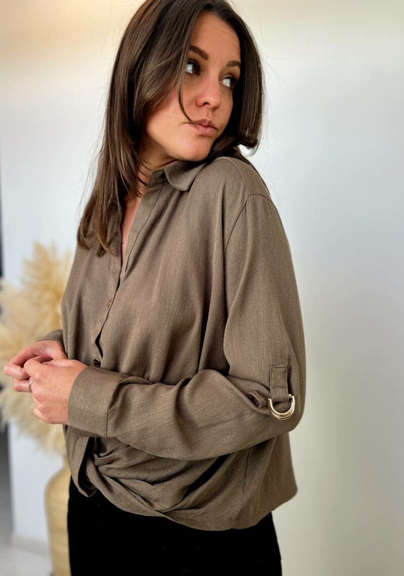 blouse kaki boutons dorés 2