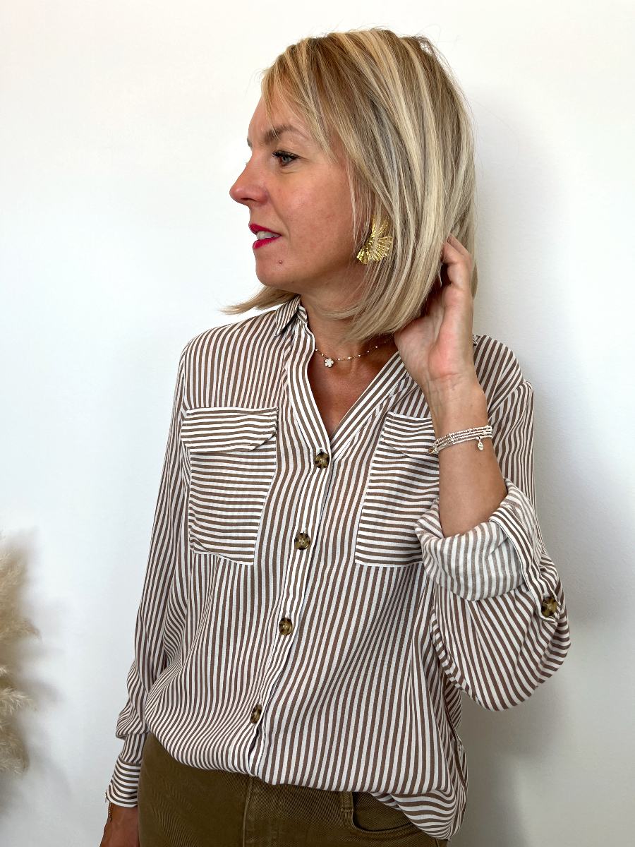 CHEMISE RAYURES BEIGE