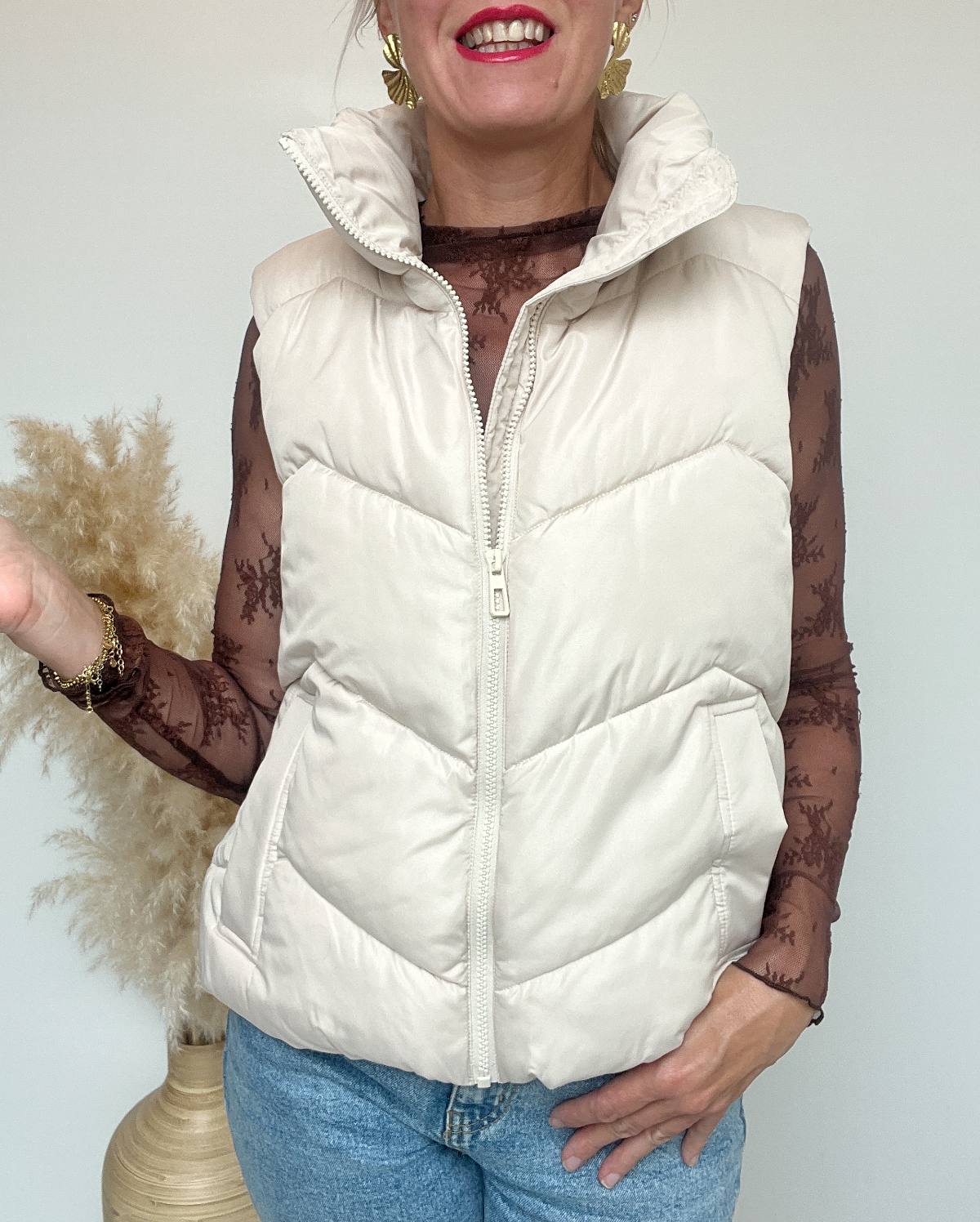 doudoune sans manches beige 2