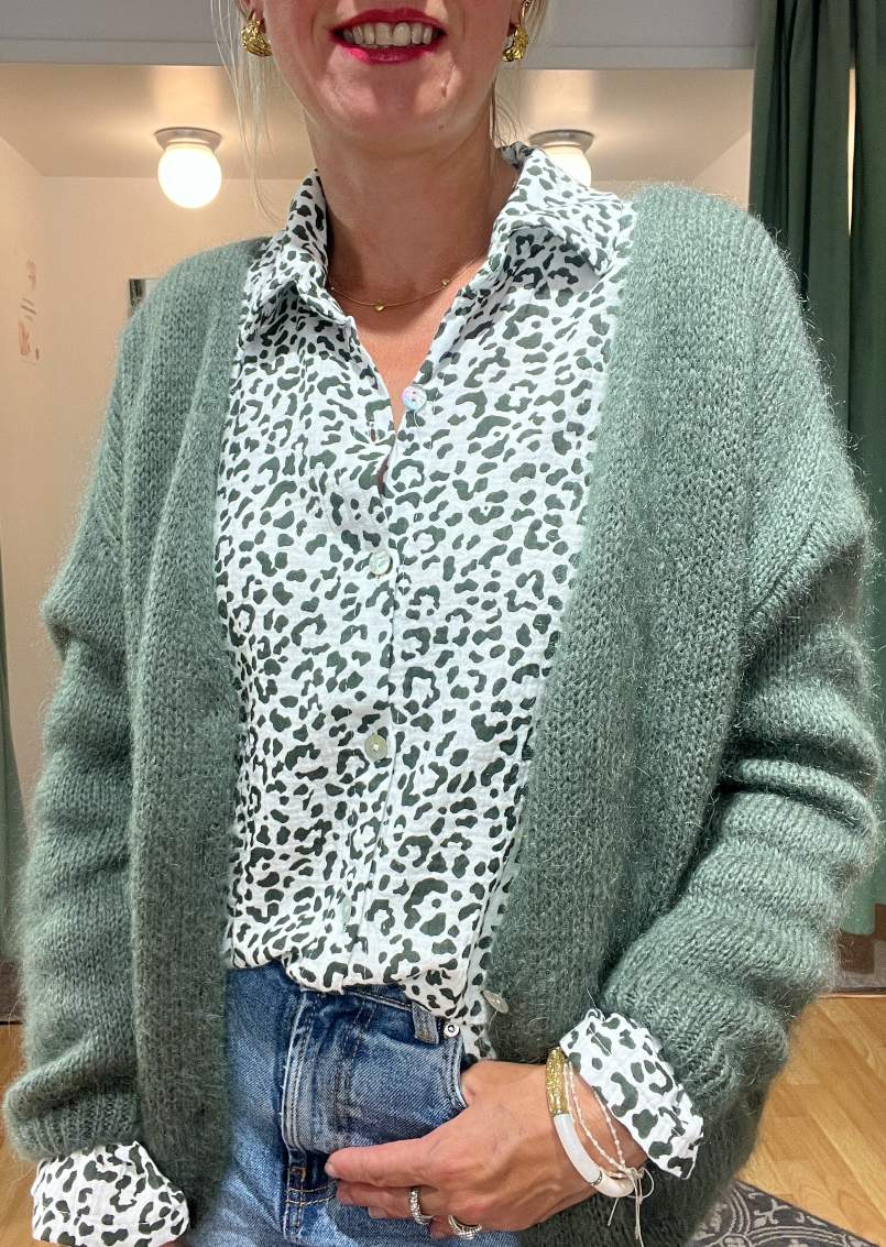 gilet mohair kaki