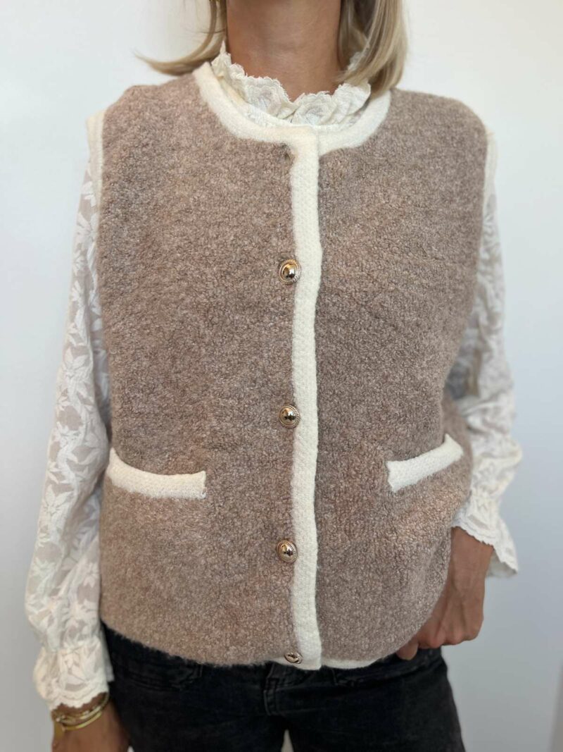 gilet sans manches beige