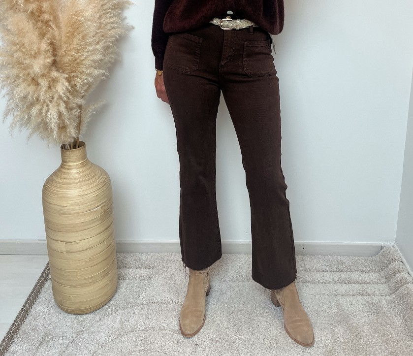 JEAN FLARE POCHES MARRON