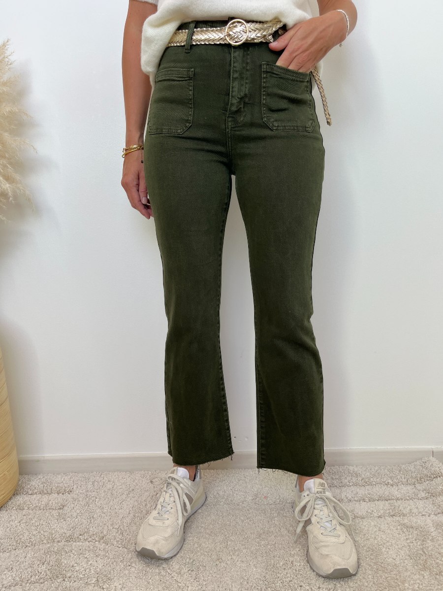 JEAN FLARE POCHE KAKI