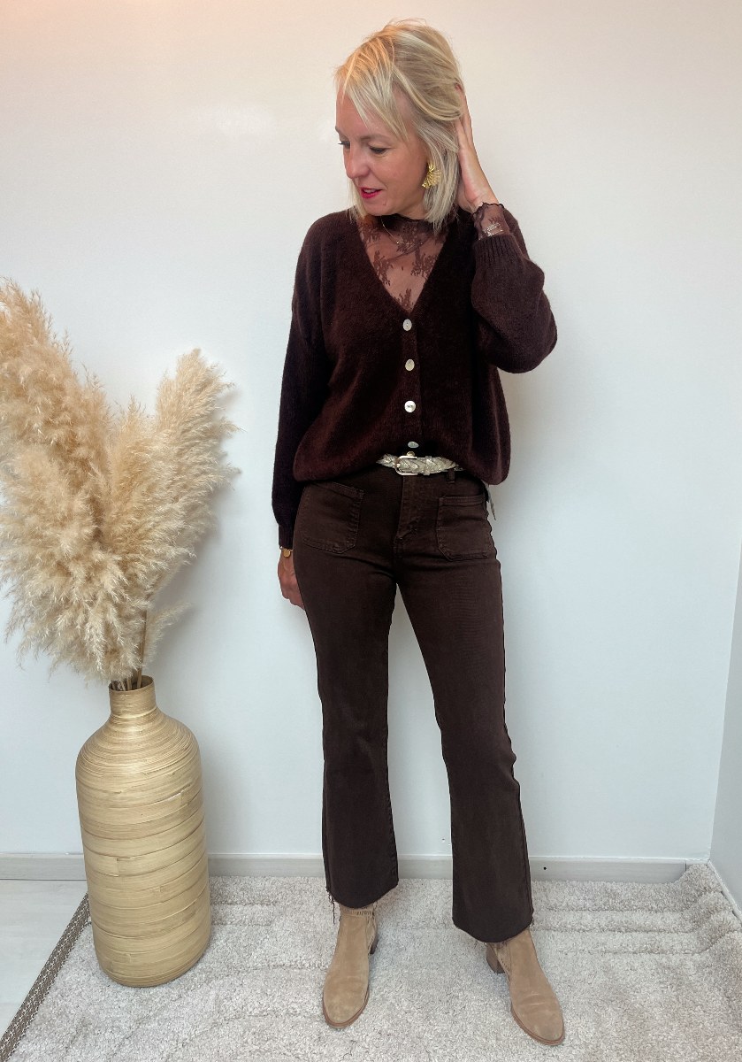 jean flare poches marron