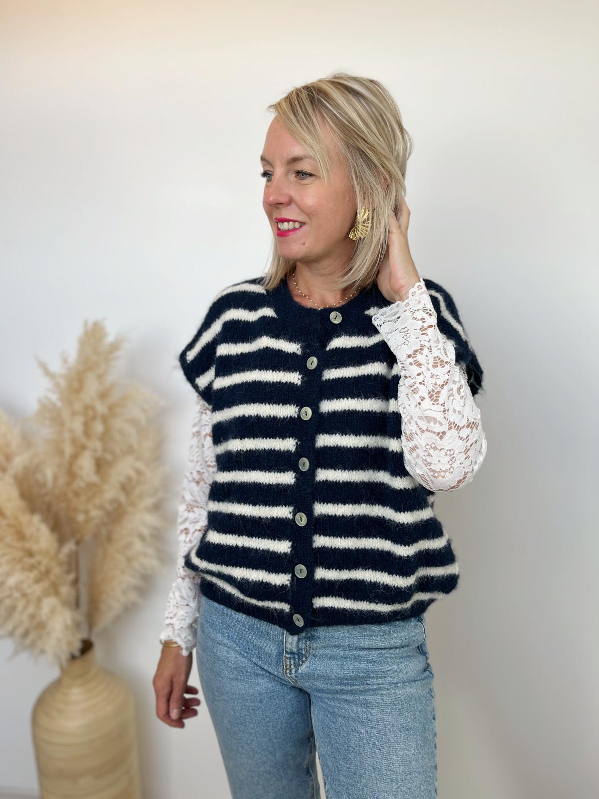 GILET MARINIÈRE BLEU MARINE