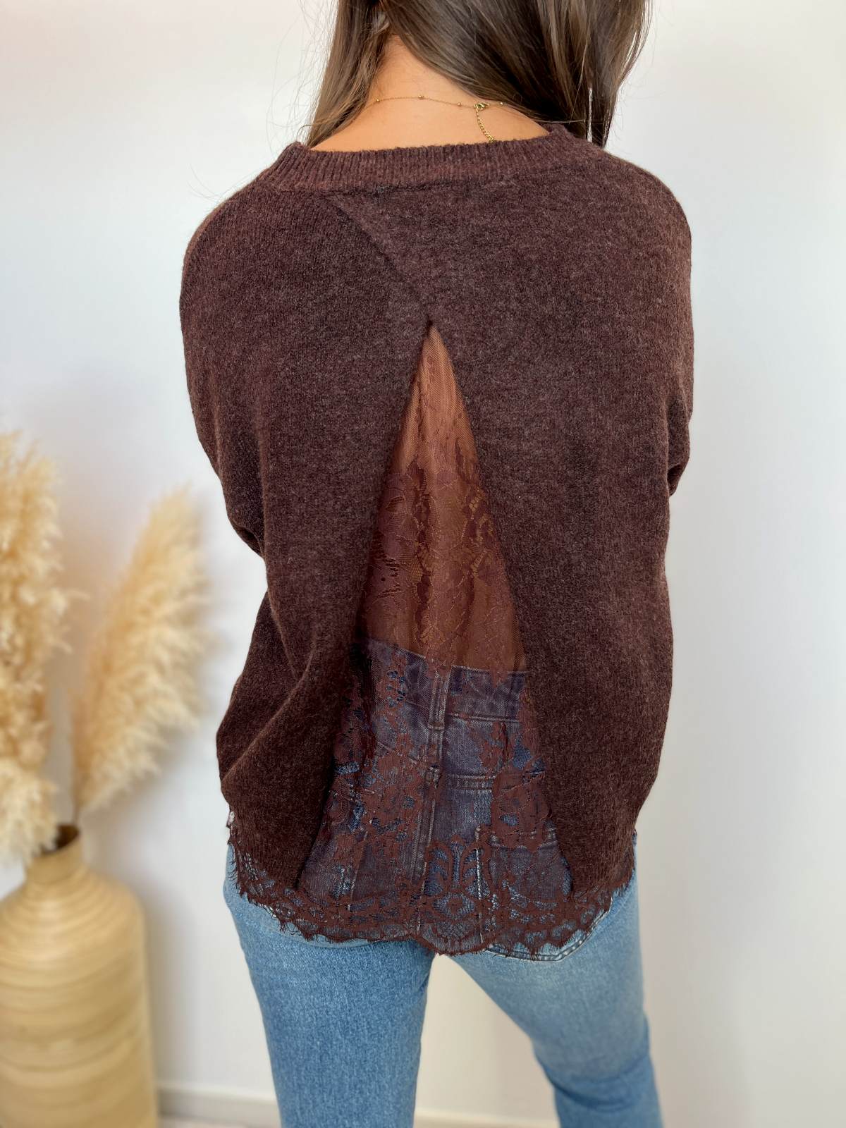 pull dos dentelle choco 2
