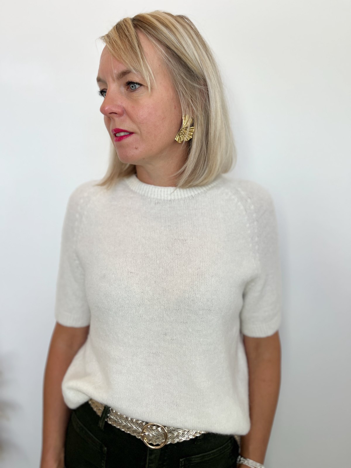 PULL MANCHES COURTES BLANC