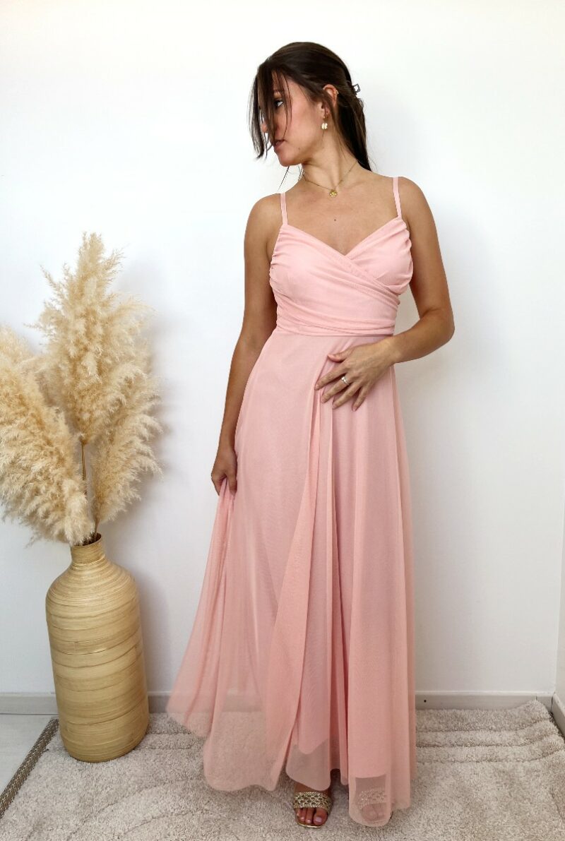 robe fines bretelles rose poudré