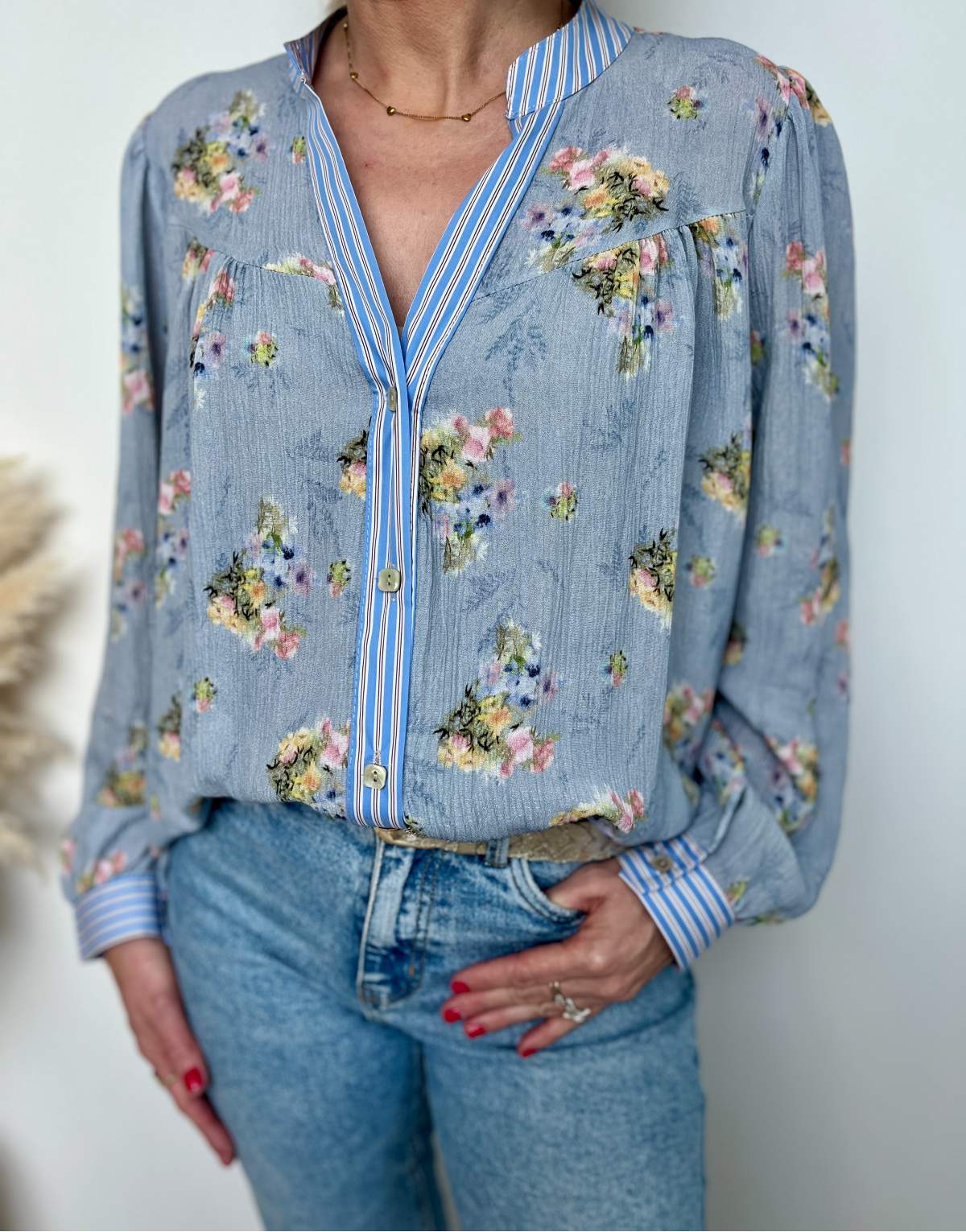 Blouse bleu imprimé fleuri