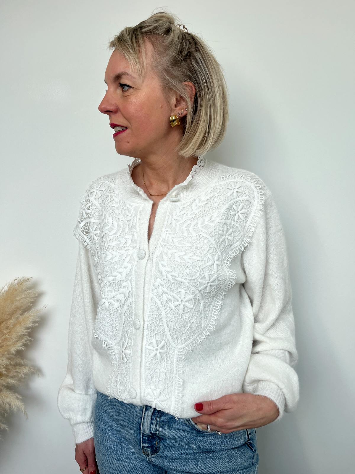 Gilet Blanc détail dentelle