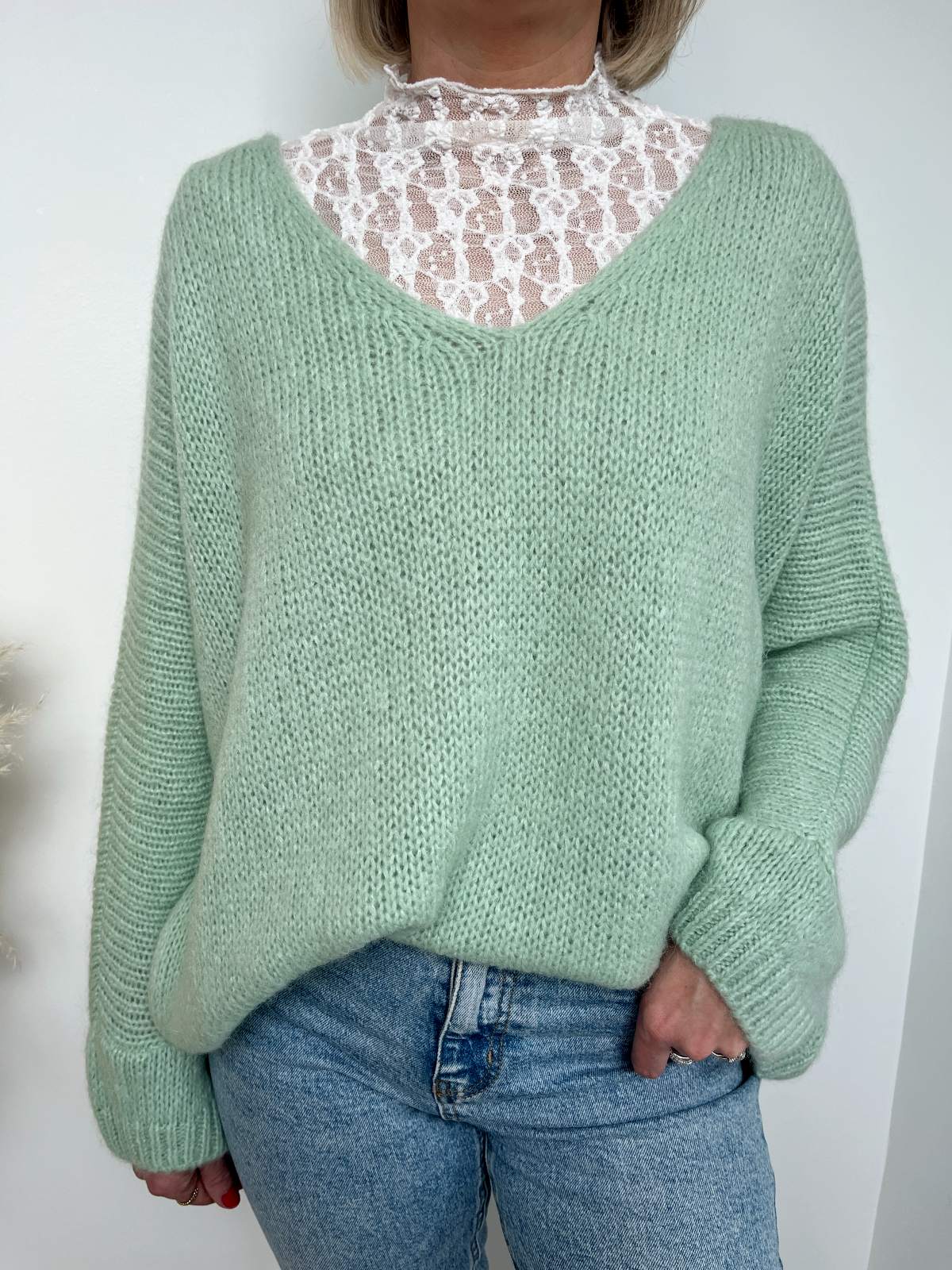 Pull col V mohair