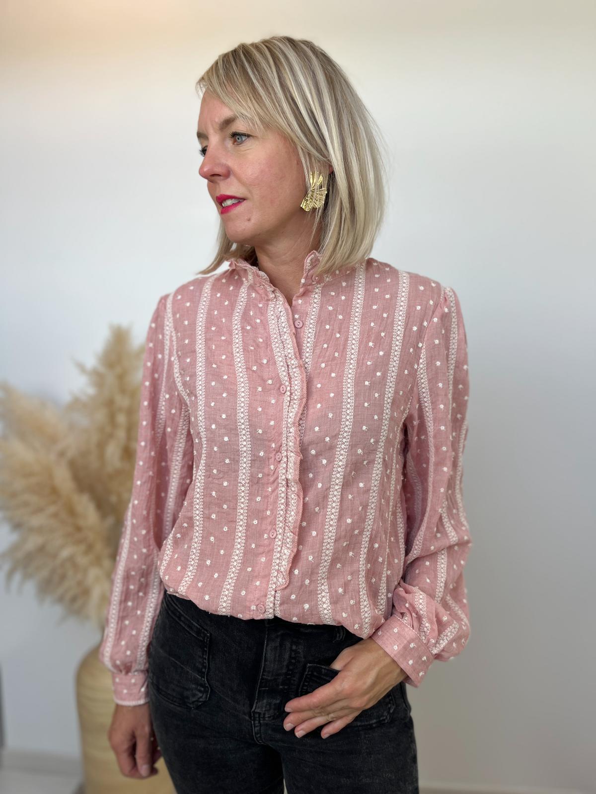 BLOUSE ROSE BRODEE