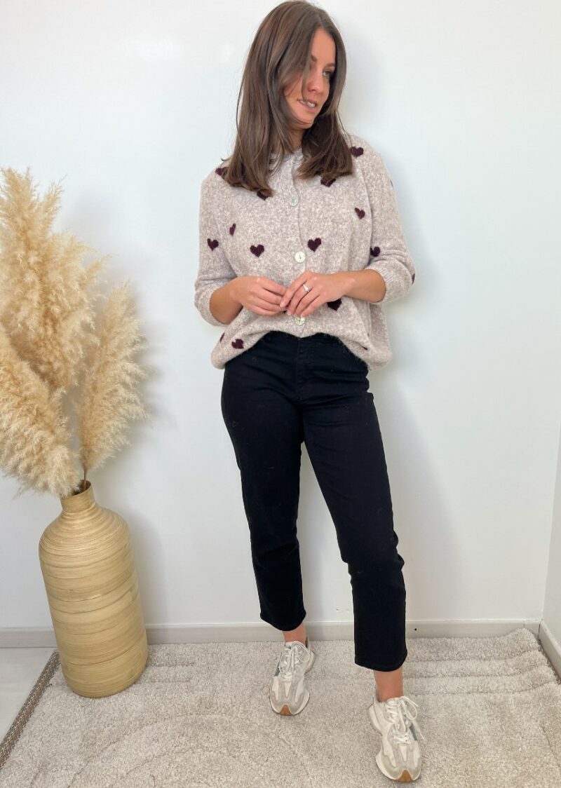 gilet beige coeur bordeaux 2
