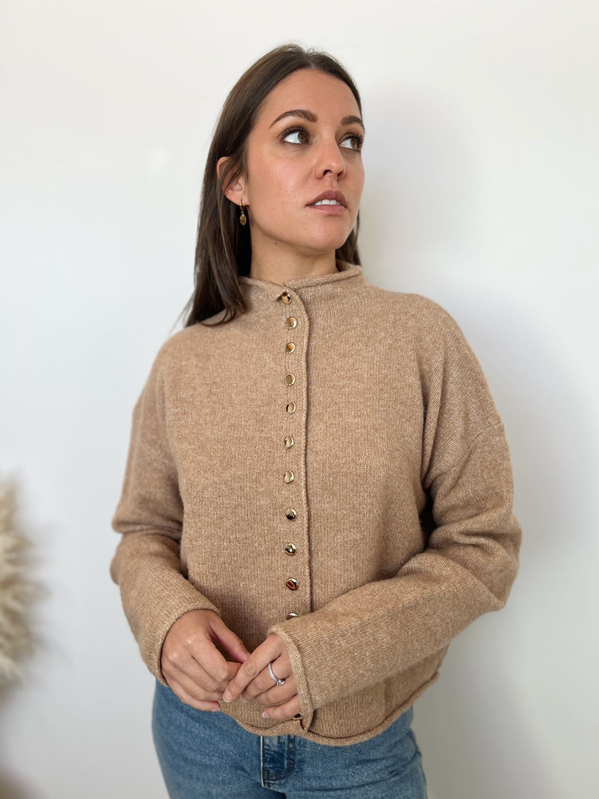 CARDIGAN CAMEL BOUTONS DORES