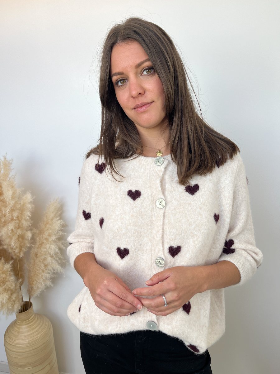 GILET COEUR ECRU