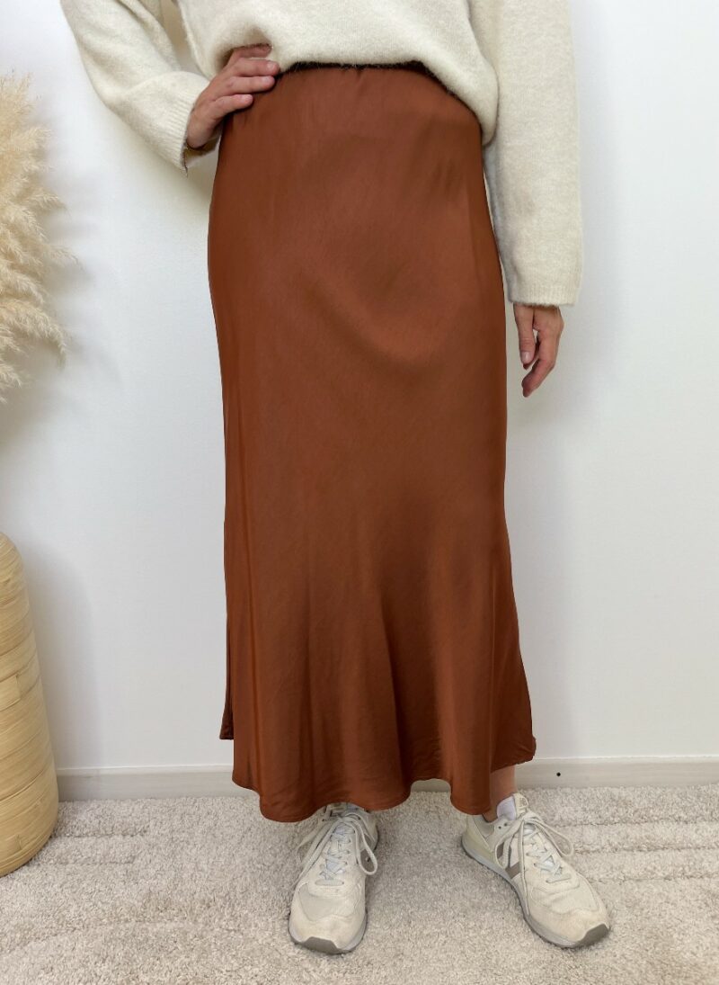 jupe satinée cuivre