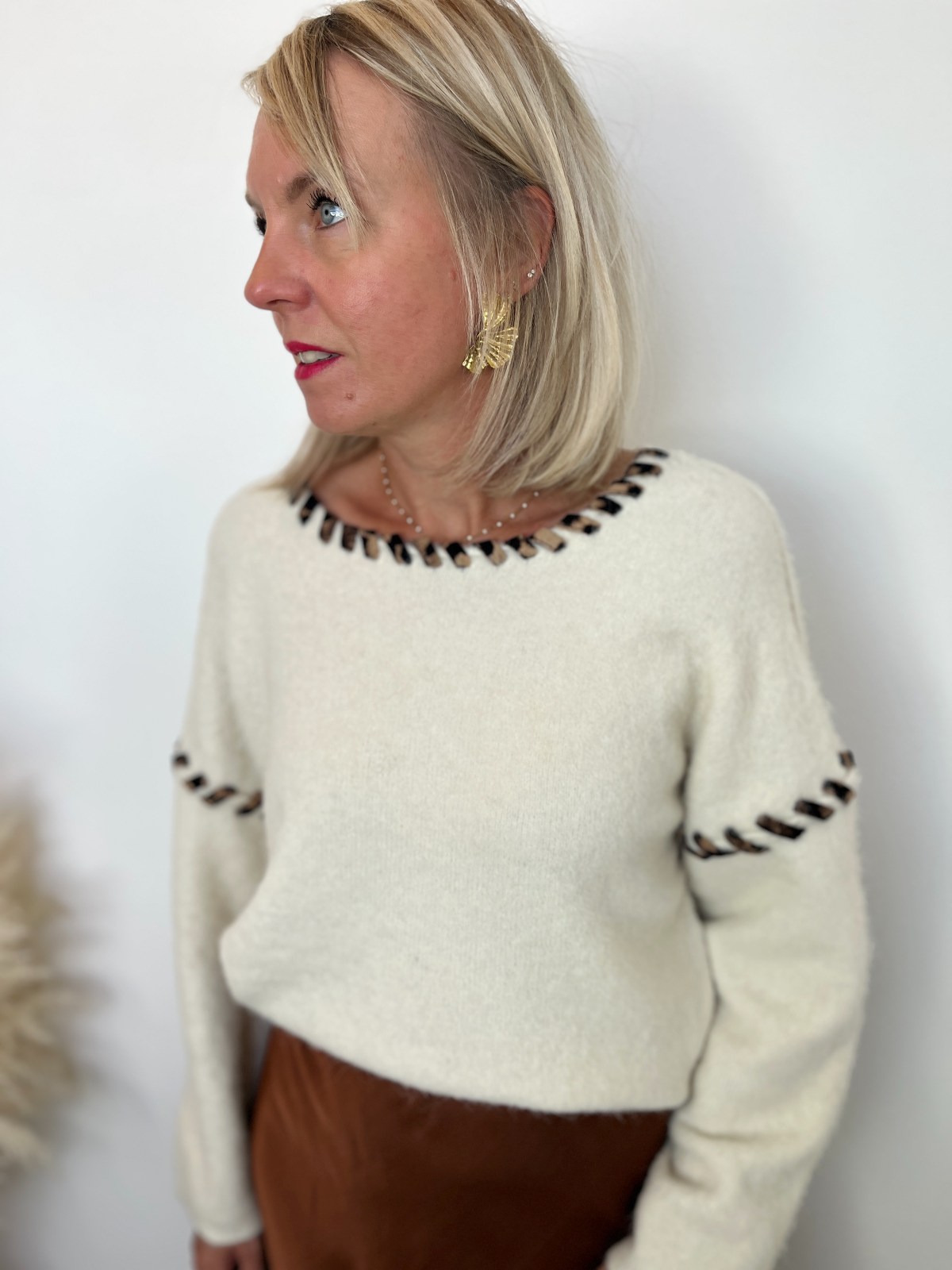 PULL ECRU DETAILS LEOPARD