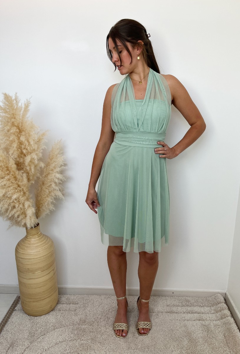 ROBE COURTE VOILE VERT D'EAU