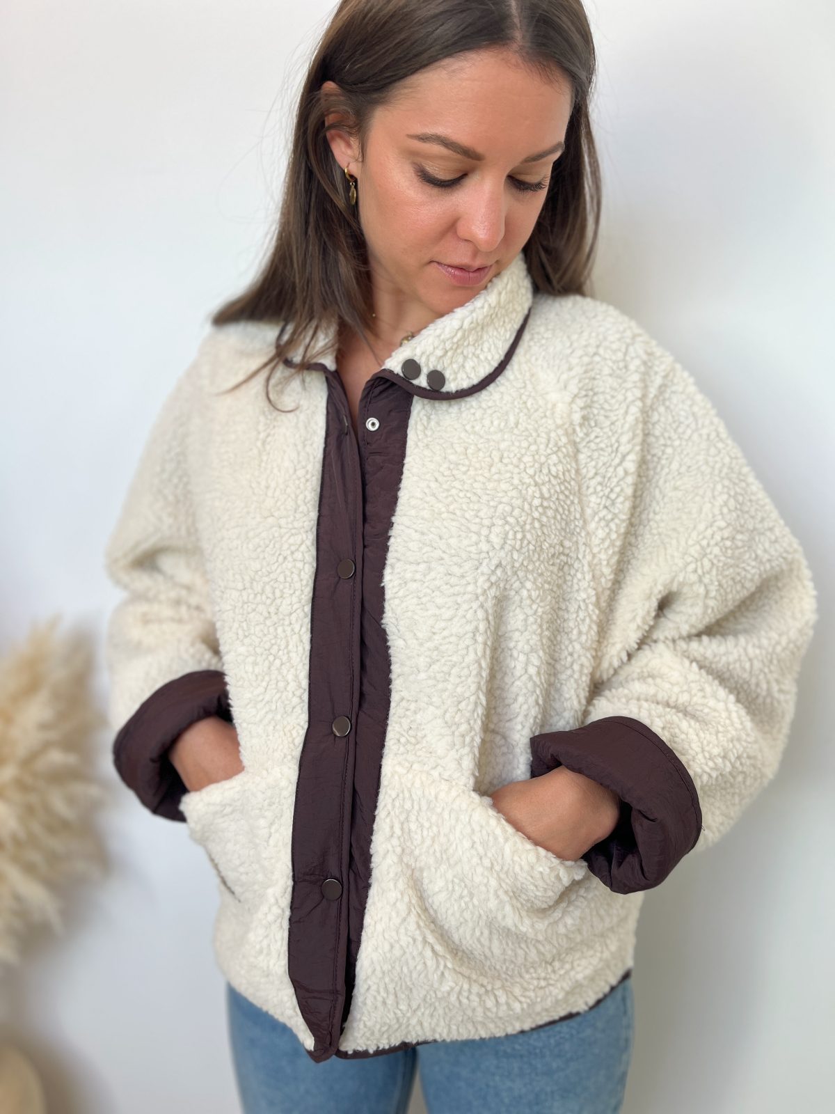 veste reversible chocolat et moumoute