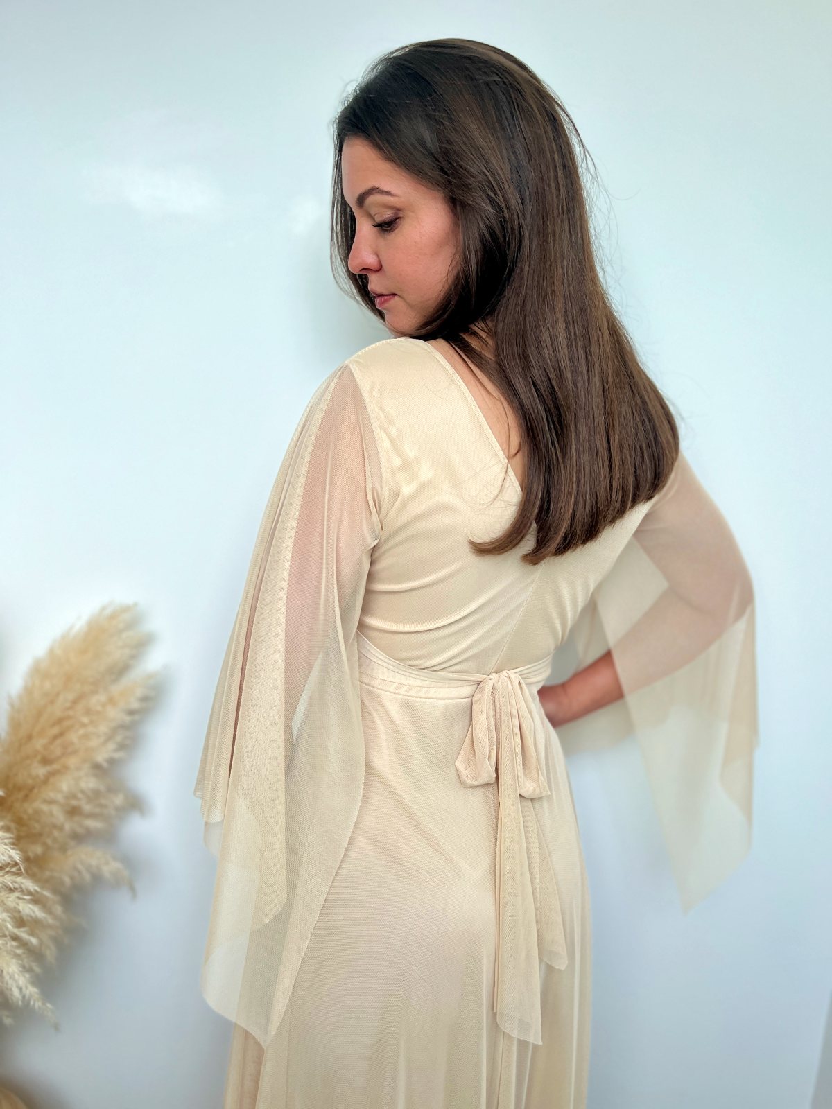 Robe cérémonie voile beige