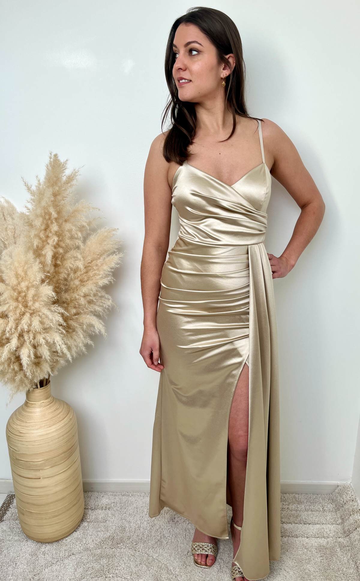 ROBE LONGUE DRAPEE CHAMPAGNE