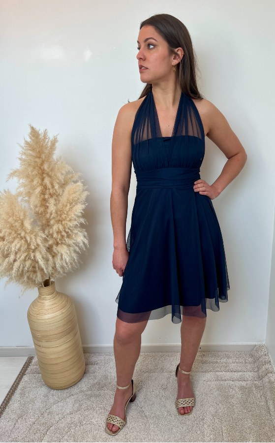 ROBE DOS NU VOILE BLEU MARINE