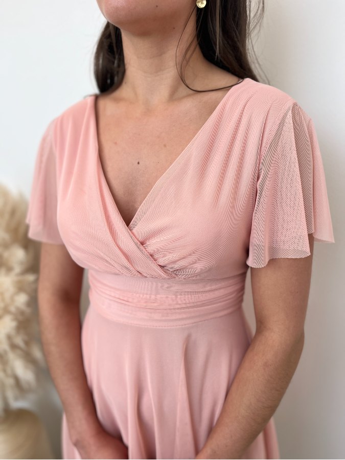 robe ceremonie rose poudré