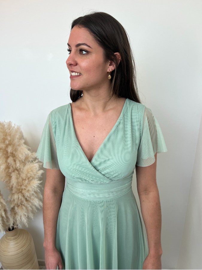 robe courte voile vert sauge